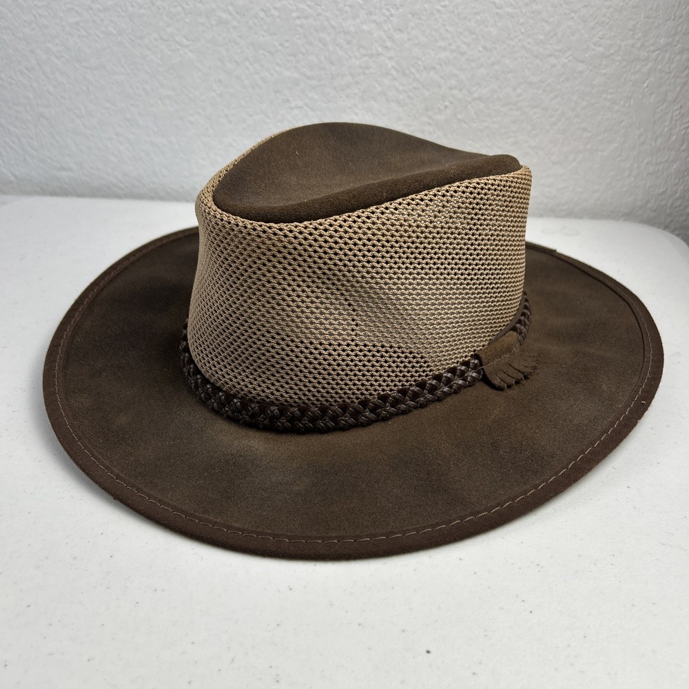 Monterey Bay Breeze Leather Mesh Sun Hat Waterproof Breathable Outdoors Brown L